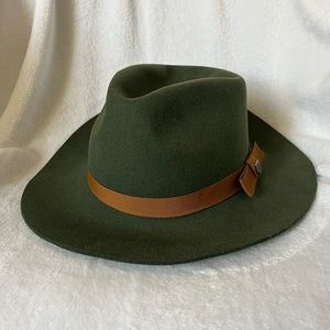 Brixton Dk Green Fedora, 100% Wool, Size- 7 1/4 (M) 58 cm